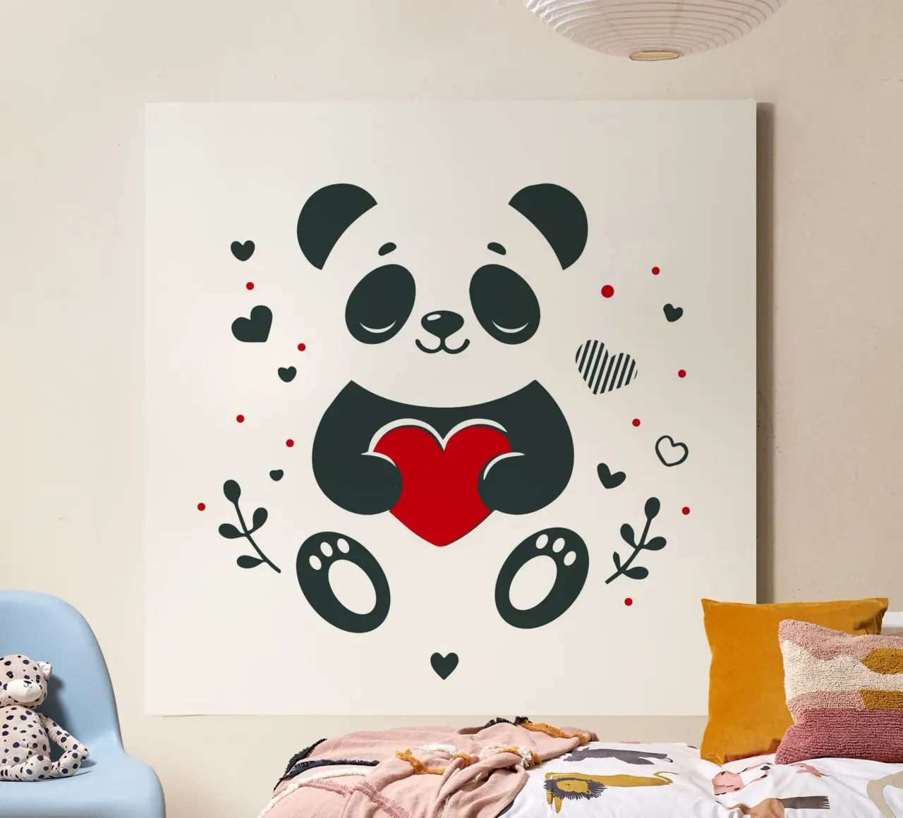 Panda mignon avec un cœur - Affectueux Valentin toile de namosh