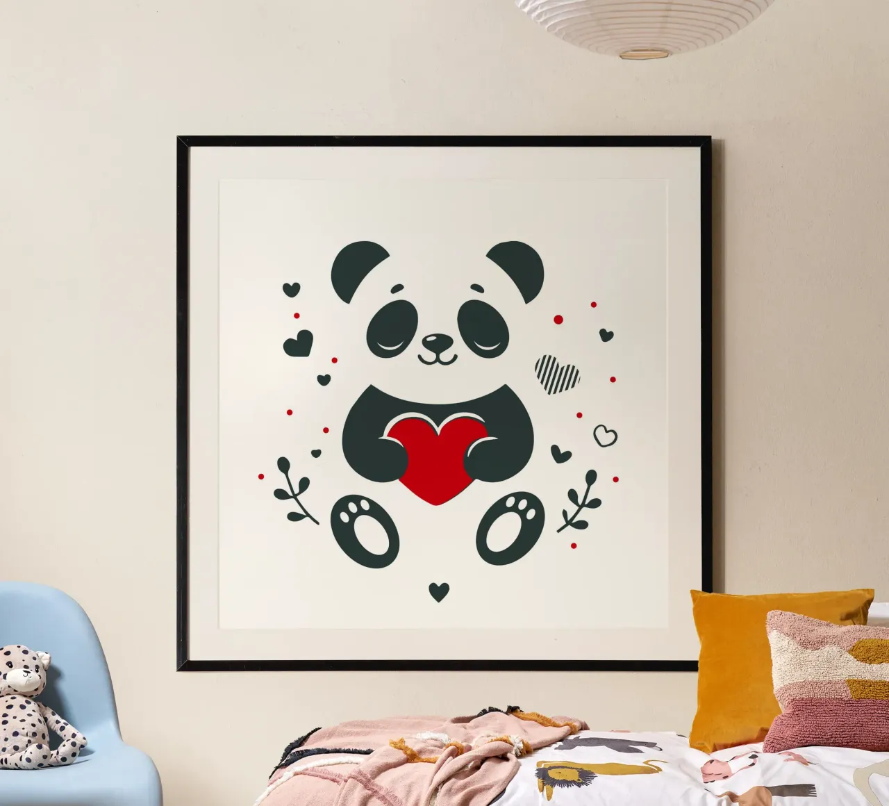 Panda mignon avec un cœur - Affectueux Valentin hahnemühle de namosh