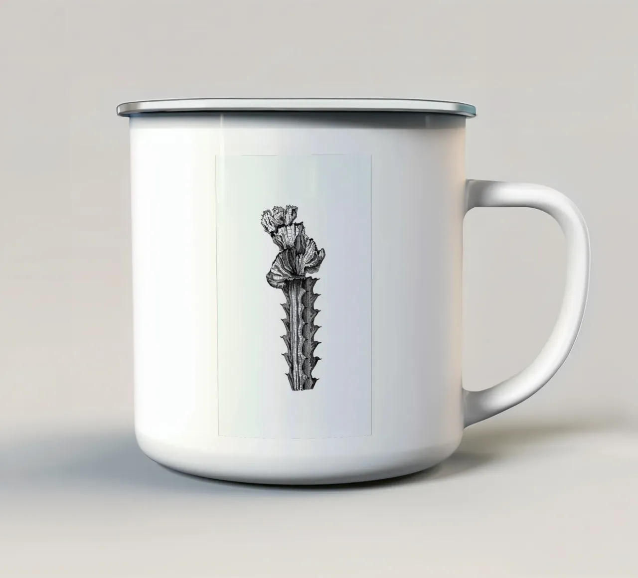 Orchid Cactus taza de esmalte de Pen & Ink