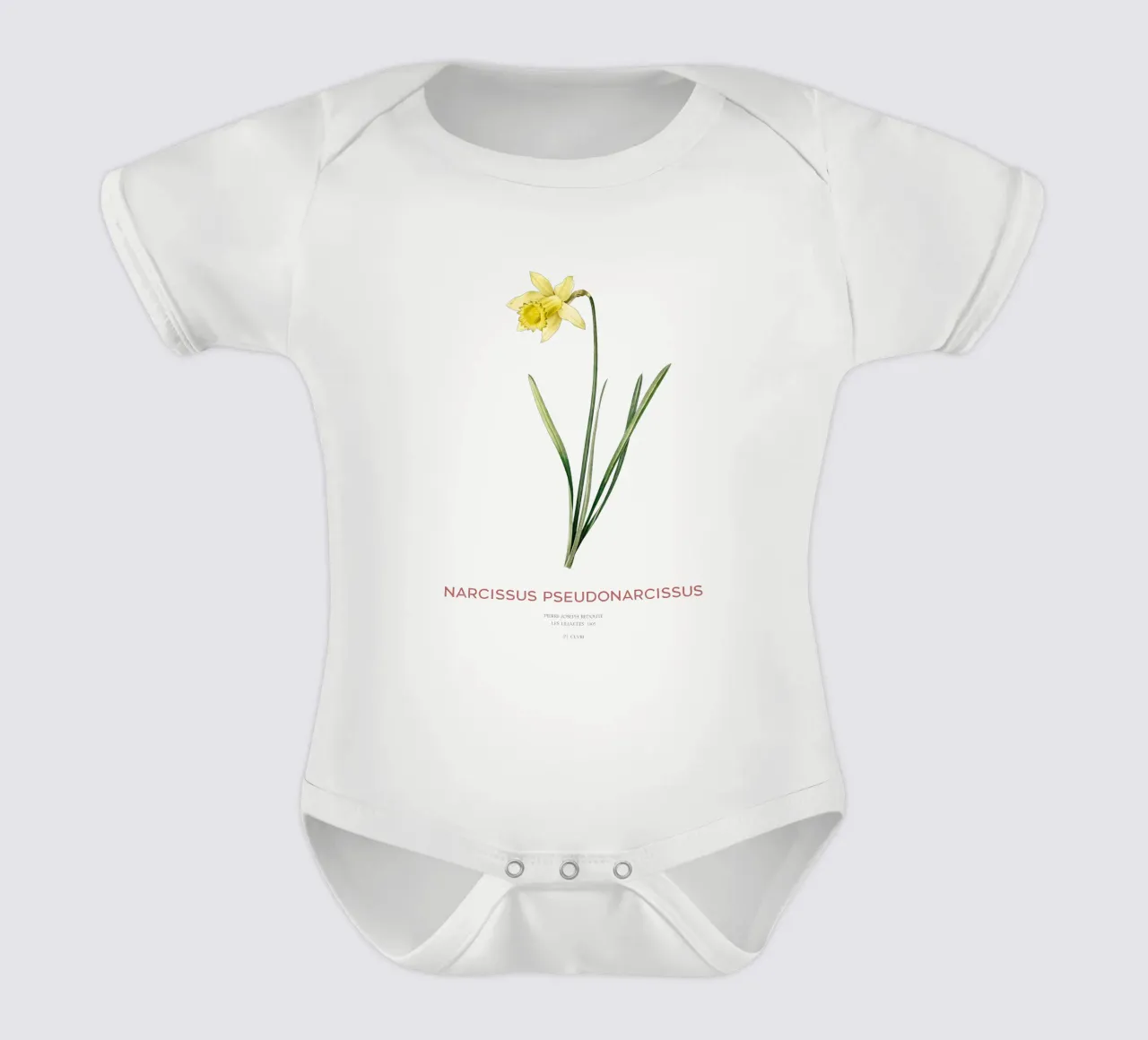 Fastenlilie oder Narcissus pseudonarcissus Kurzarm Babybody von Vintagrafica