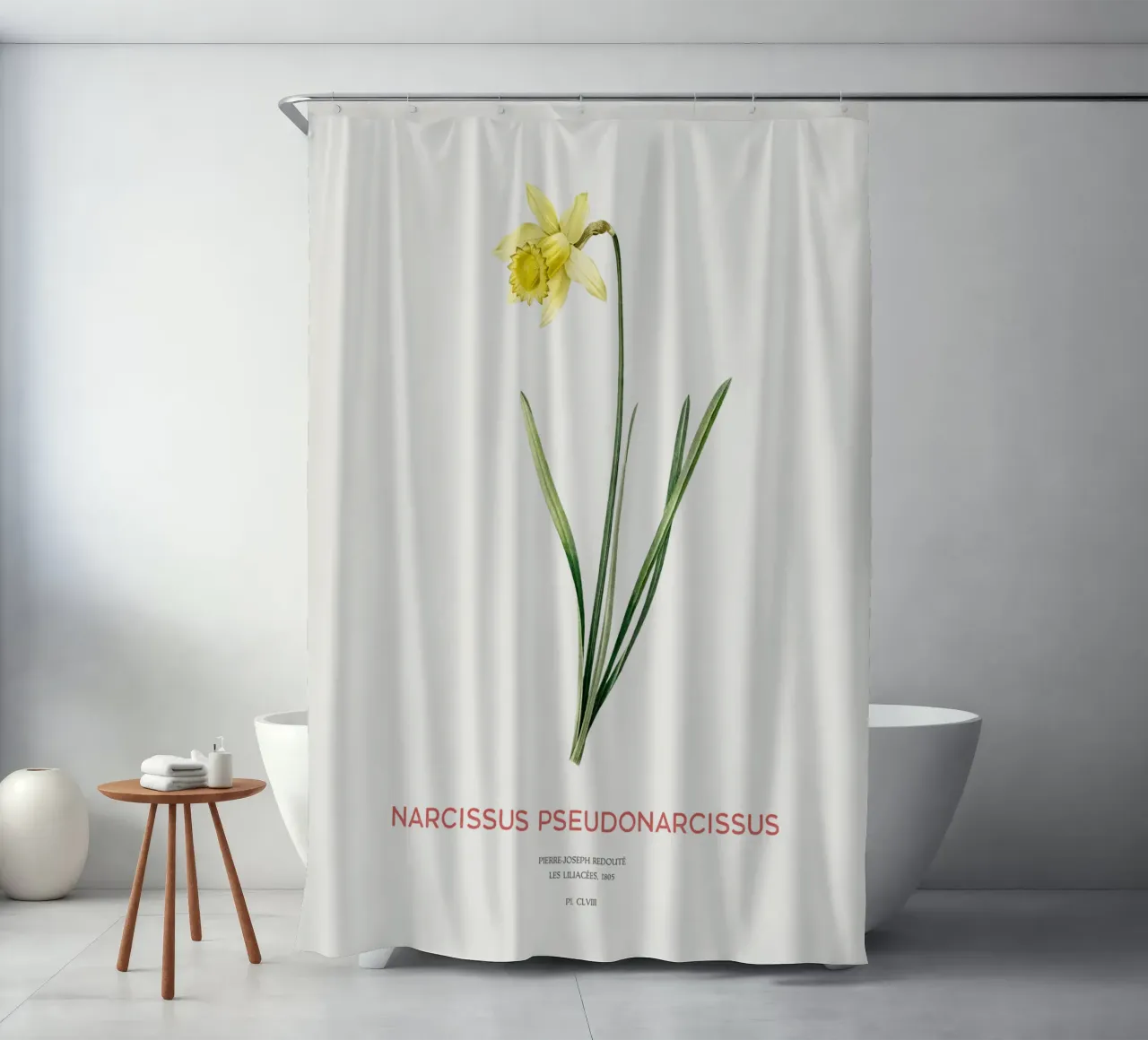 Fastenlilie oder Narcissus pseudonarcissus Duschvorhang von Vintagrafica