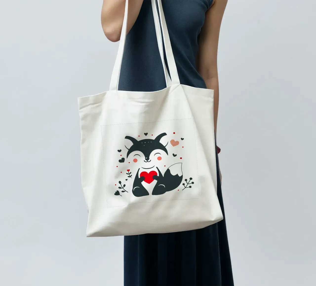 Una simpatica volpe con un cuore - Un momento di San Valentino pieno d'amore borsa in juta da namosh