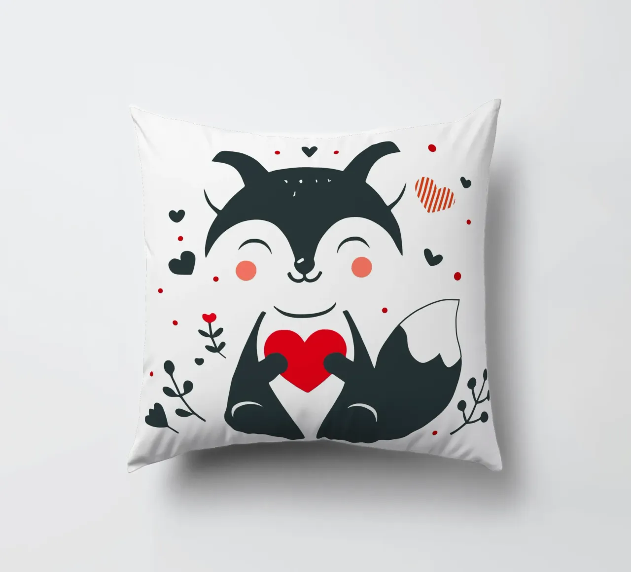 Una simpatica volpe con un cuore - Un momento di San Valentino pieno d'amore cuscino da namosh