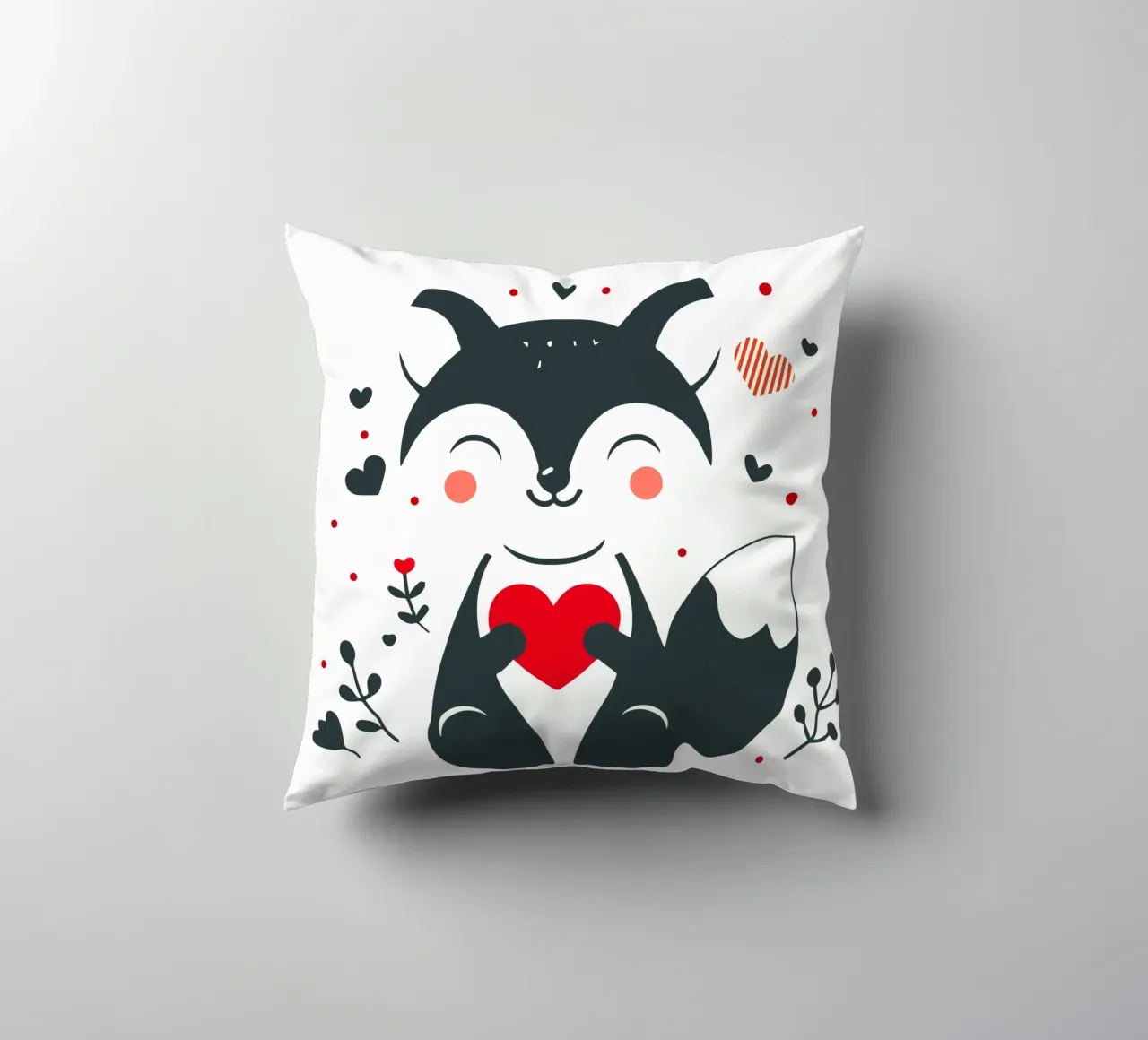 Una simpatica volpe con un cuore - Un momento di San Valentino pieno d'amore cuscino da namosh