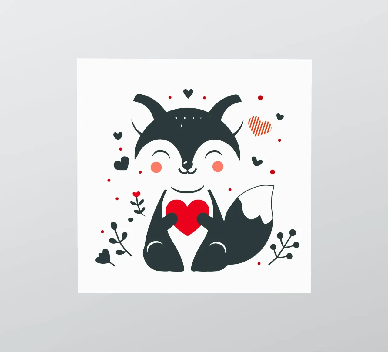 Una simpatica volpe con un cuore - Un momento di San Valentino pieno d'amore adesivo da namosh