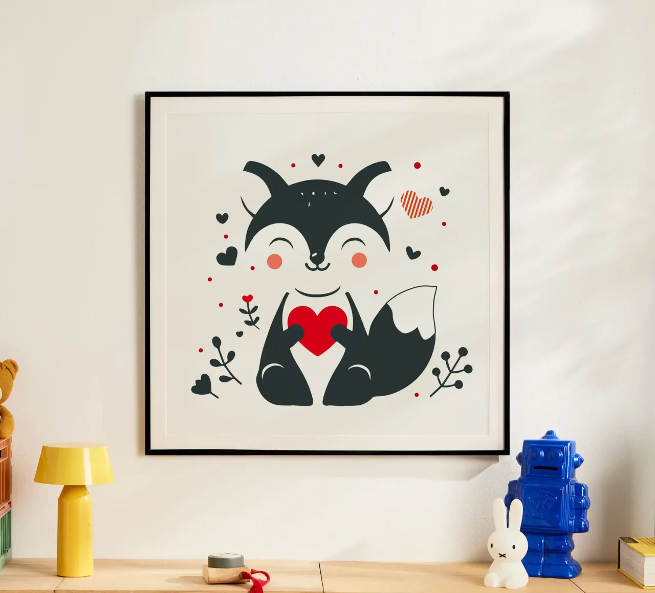 Una simpatica volpe con un cuore - Un momento di San Valentino pieno d'amore carta hahnemühle da namosh