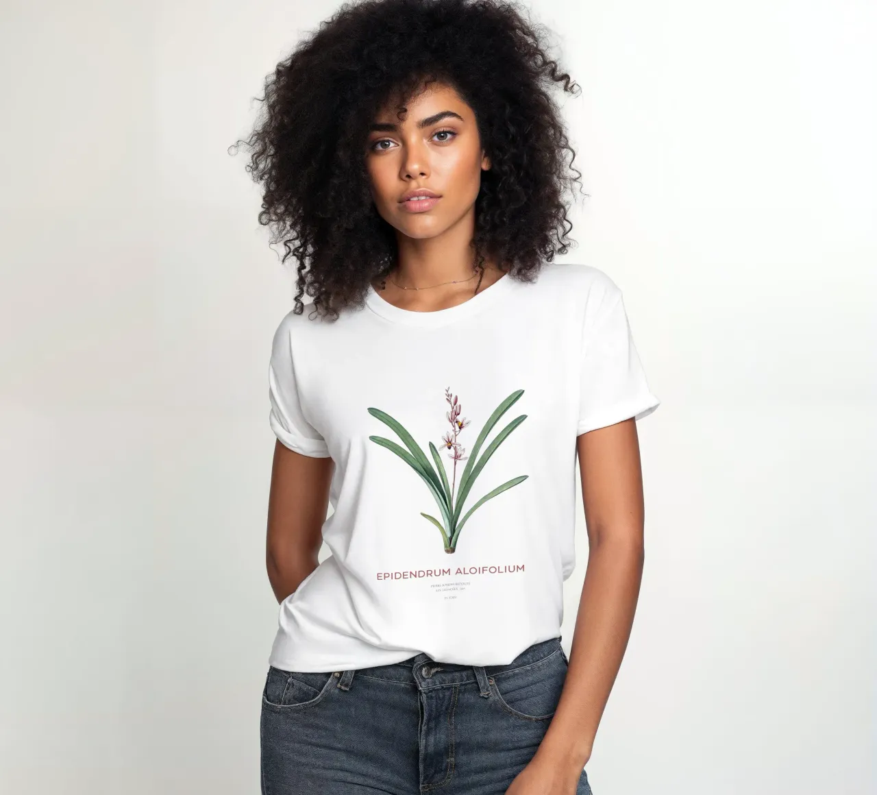 Aloe-blättriges Cymbidium oder Epidendrum aloifolium Frauen T-Shirt von Vintagrafica