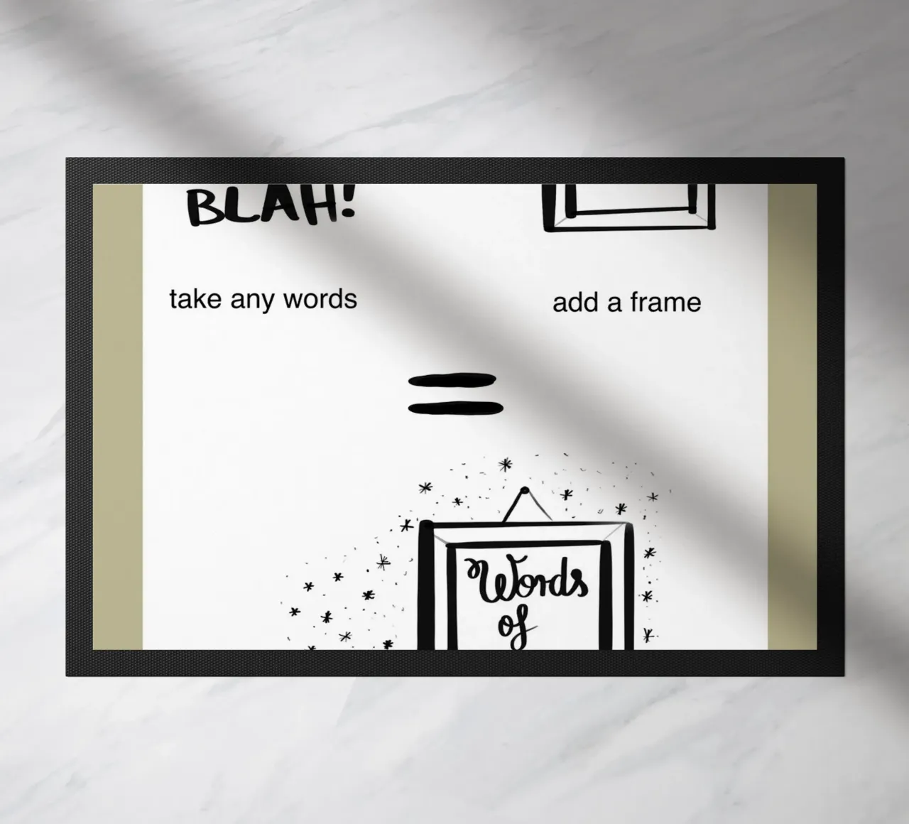framed 3 doormat by words-in-frames