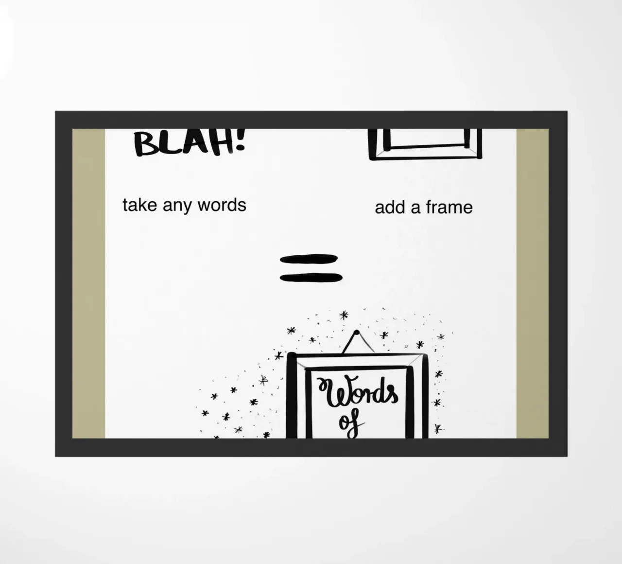 framed 3 doormat by words-in-frames