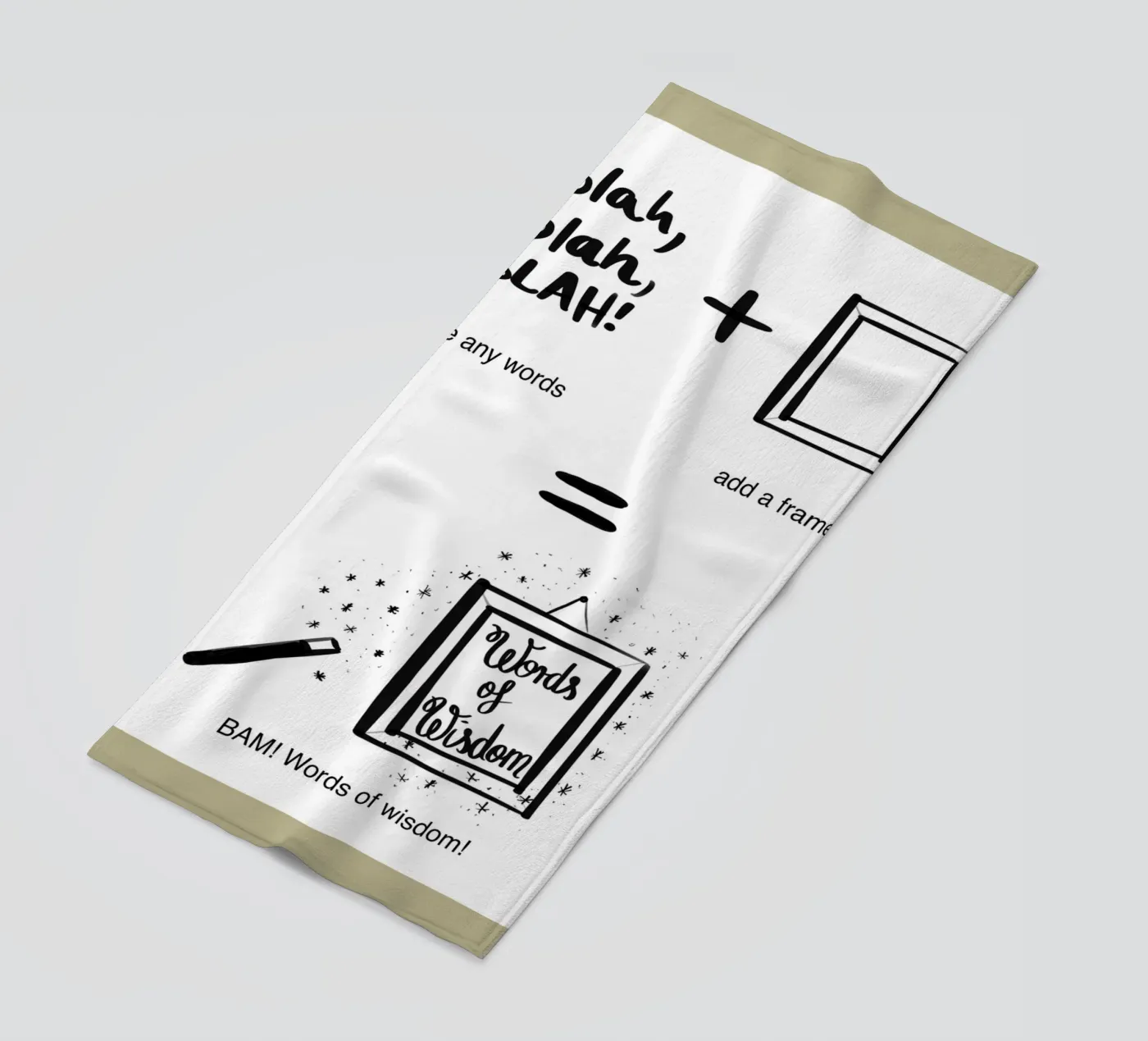 framed 3 beach towel by words-in-frames