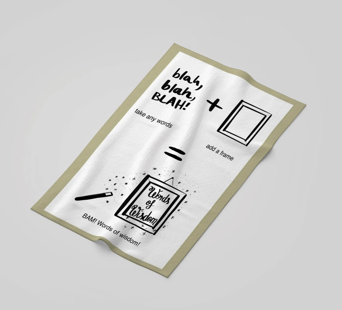 framed 3 beach towel by words-in-frames