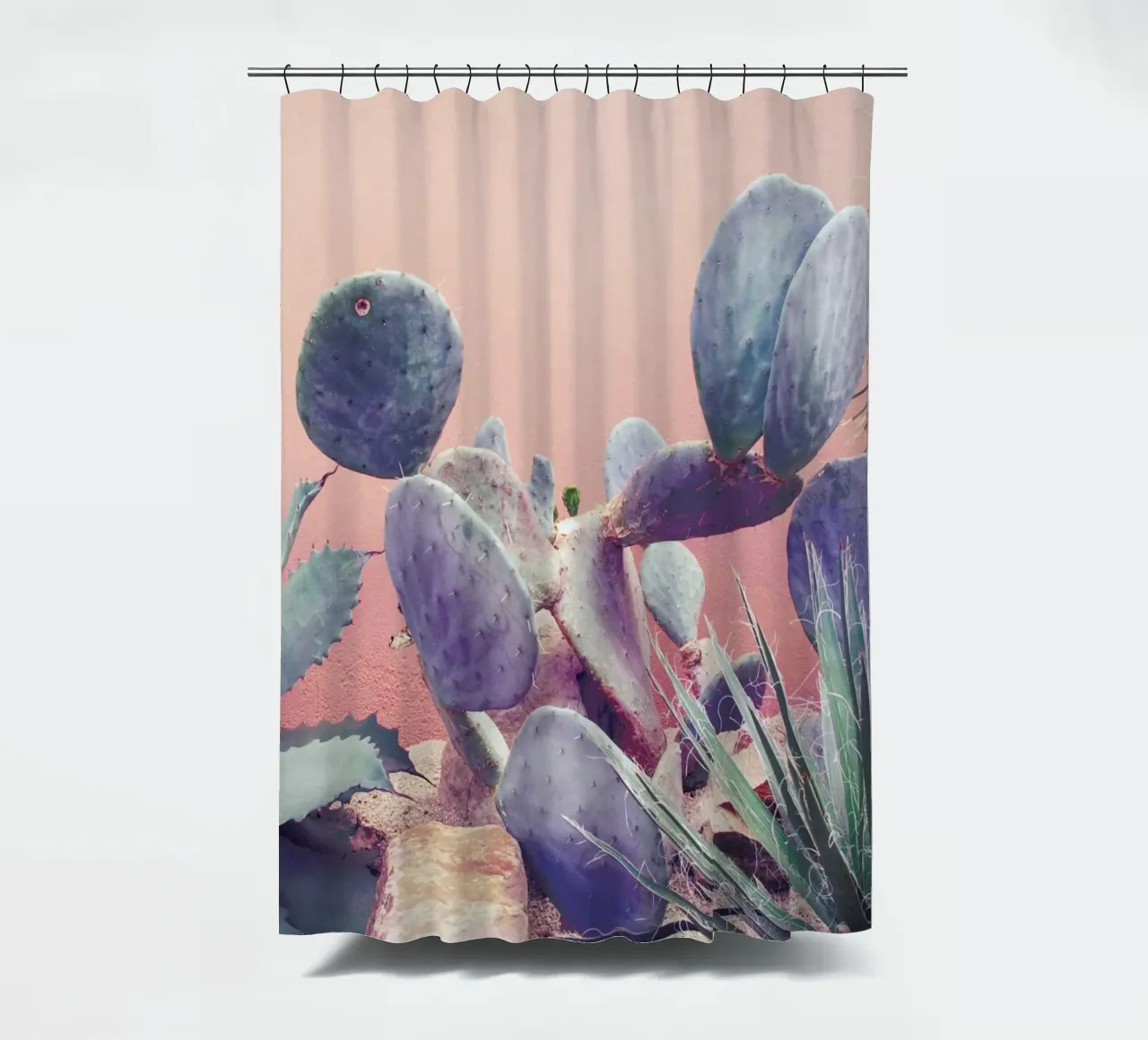 Into the Tropics (Pink) shower curtain by BlauMaschine