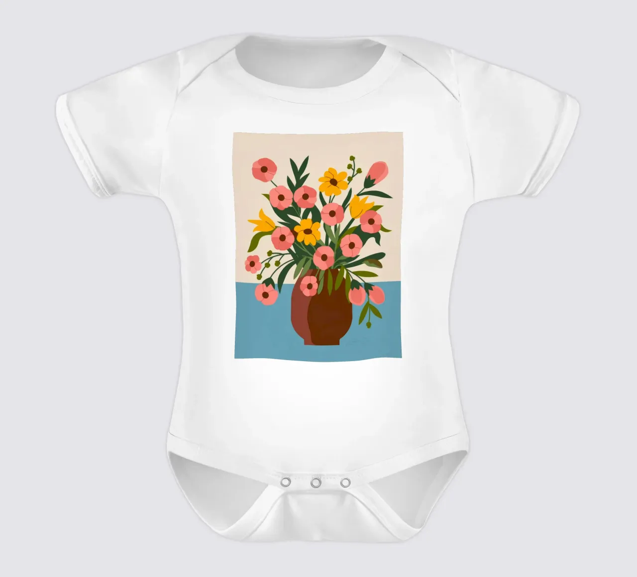 Fiore minimalista body neonato maniche corte da Artie Shifa