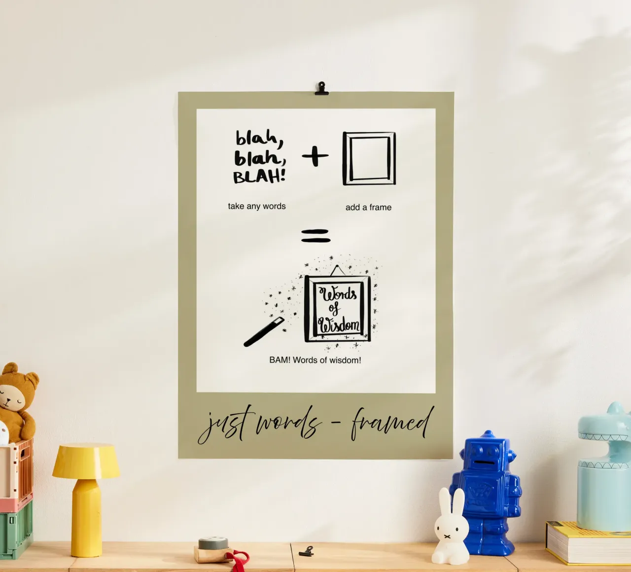 just words - framed 3 poster with plastic frame by words-in-frames