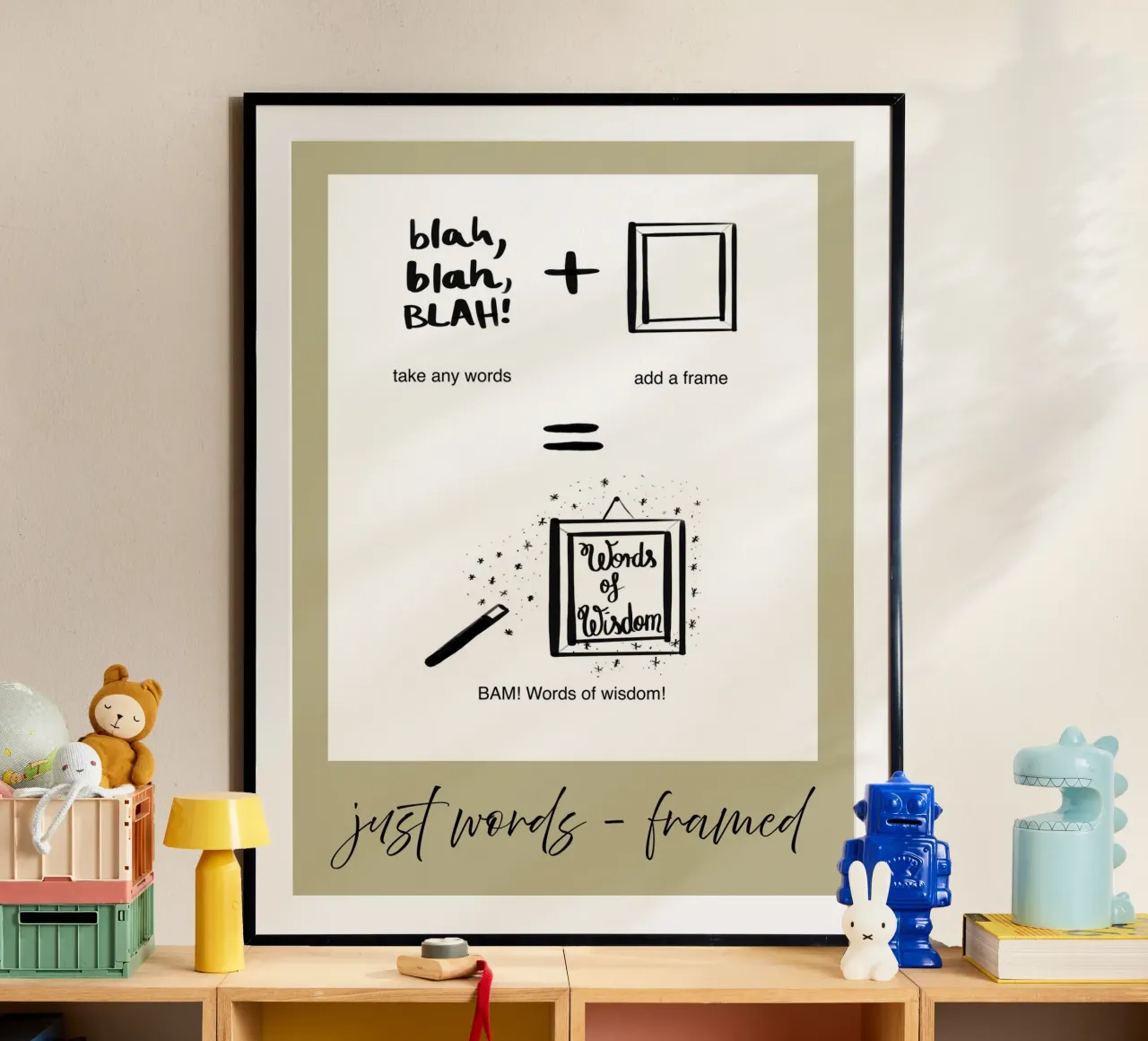 just words - framed 3 poster with plastic frame by words-in-frames