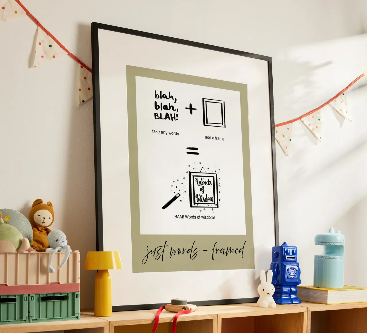 just words - framed 3 poster with plastic frame by words-in-frames