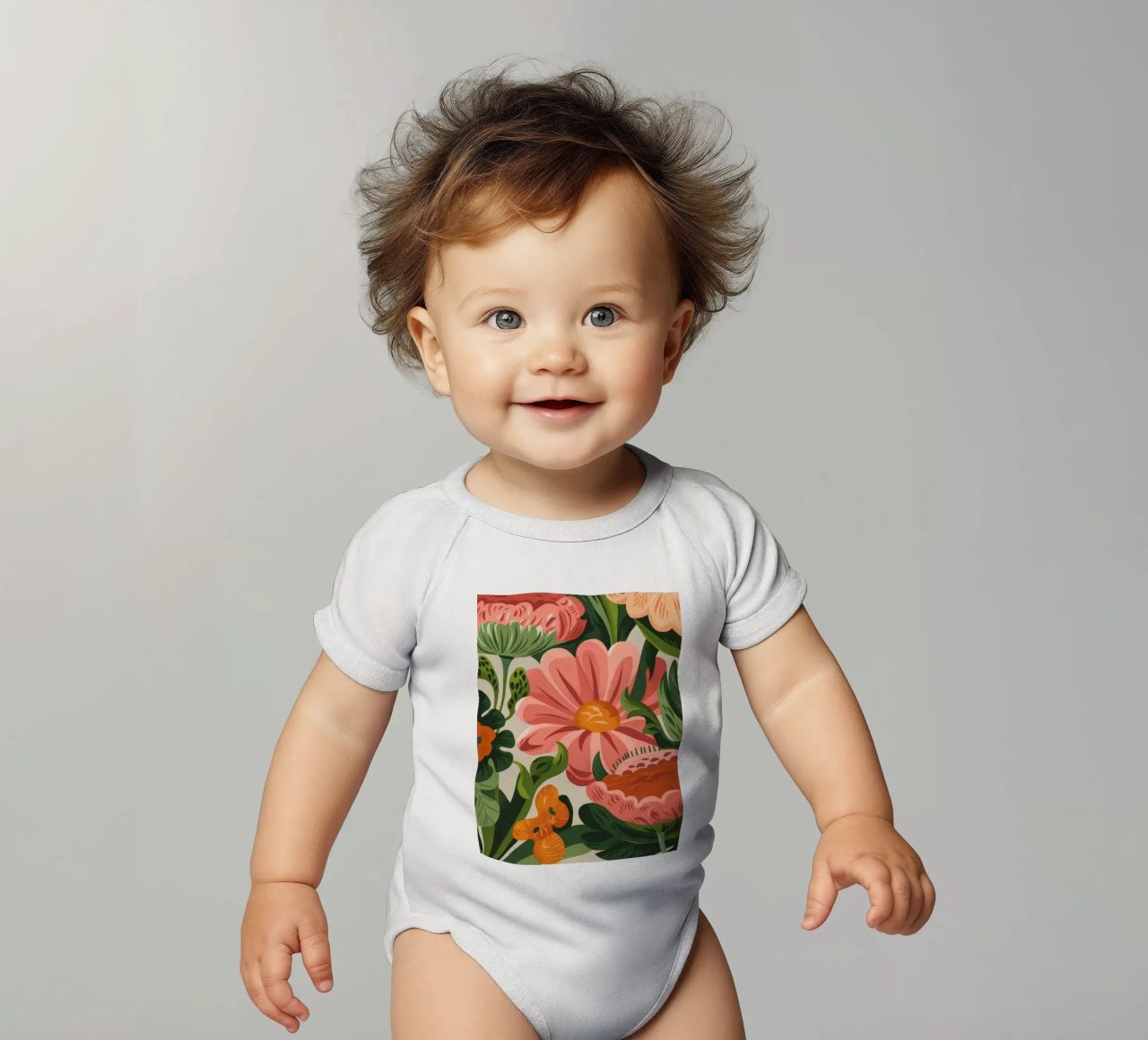 Fiori colorati body neonato maniche corte da Artie Shifa