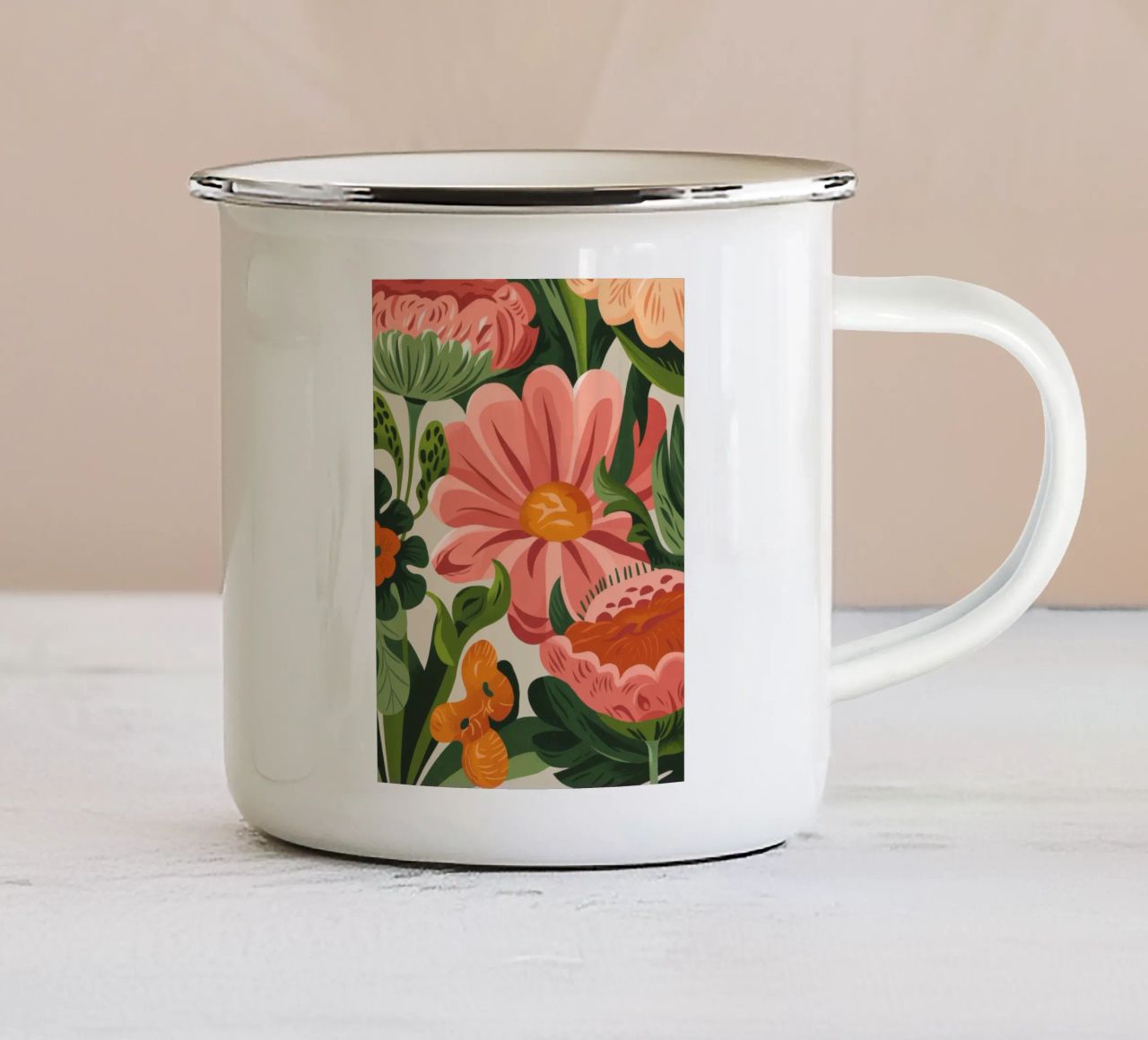 Fiori colorati tazza in smalto da Artie Shifa