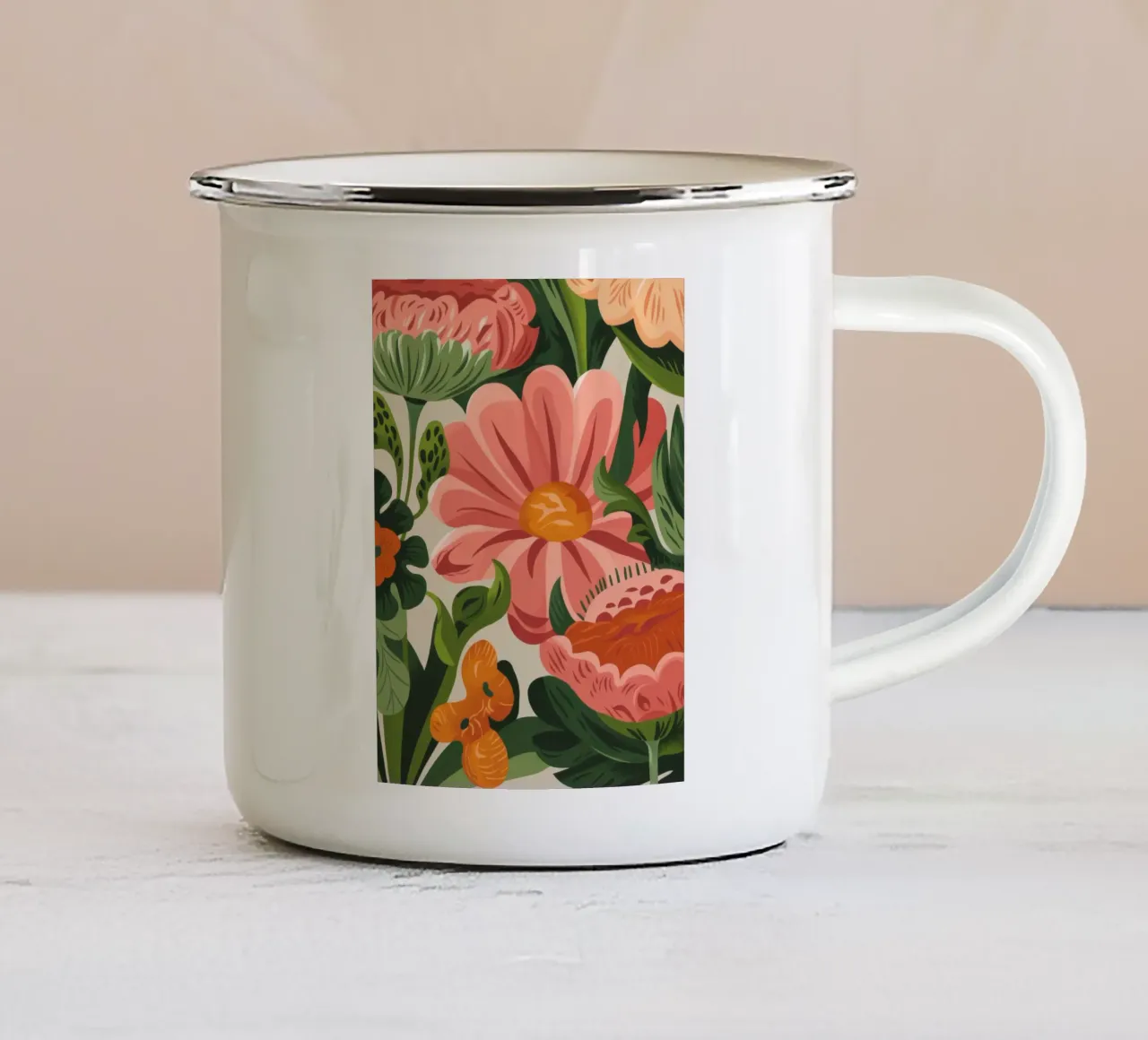 Colorful Blooms enamel mug by Artie Shifa
