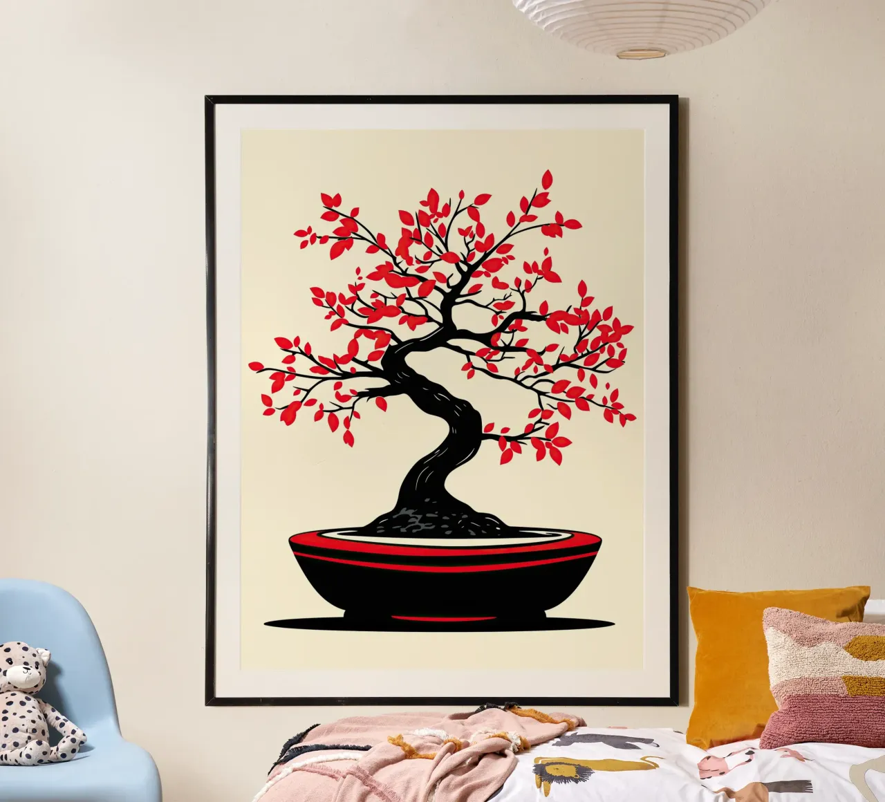 Decorative Japandi bonsai in black and red hahnemühle by Autofocus