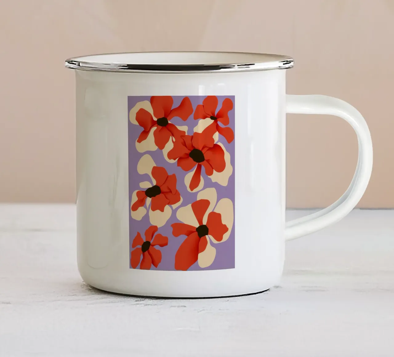 Fioritura cremisi tazza in smalto da Artie Shifa