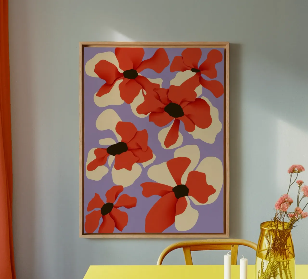 Fioritura cremisi tela con Cornice a cassetta da Artie Shifa