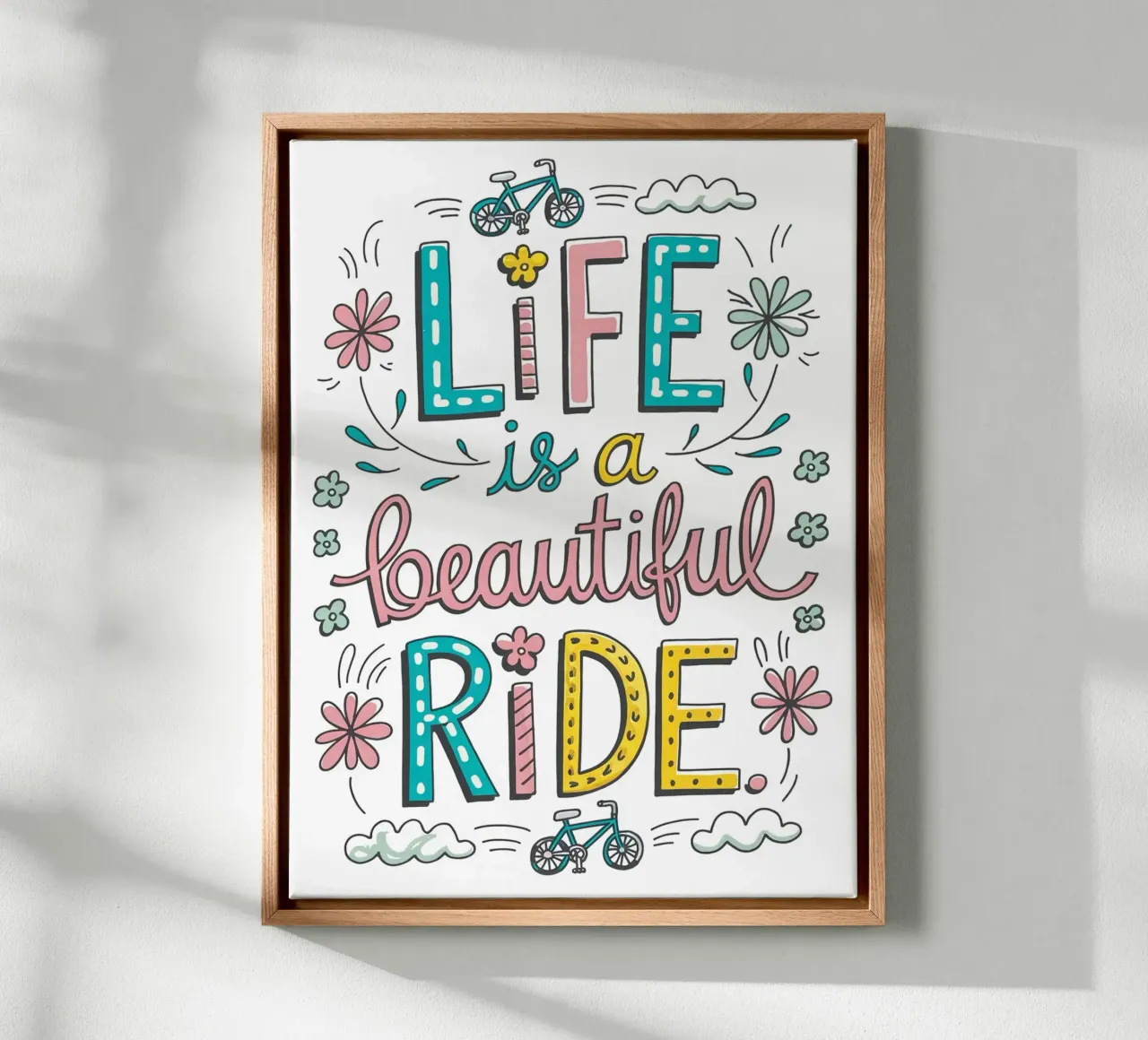 La vita è una bellissima corsa. tela con Cornice a cassetta da logic