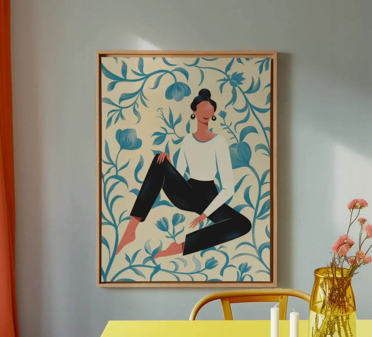 Bloemen Kalmte canvas met Baklijst van Artie Shifa