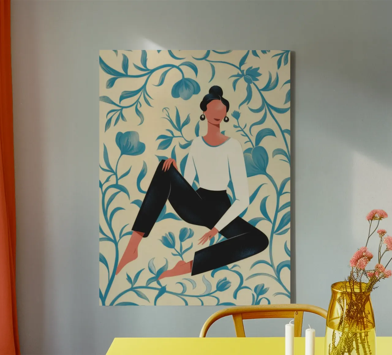 Bloemen Kalmte canvas met Baklijst van Artie Shifa