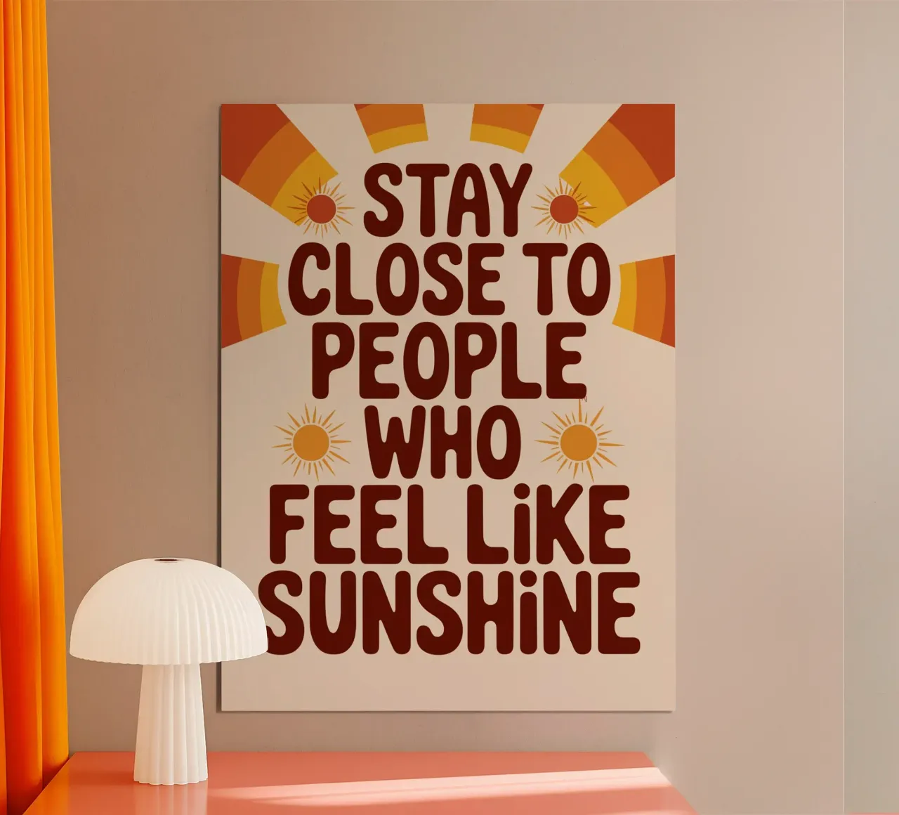 Rimanere vicini alle persone che si sentono al sole poster con telaio in legno da logic