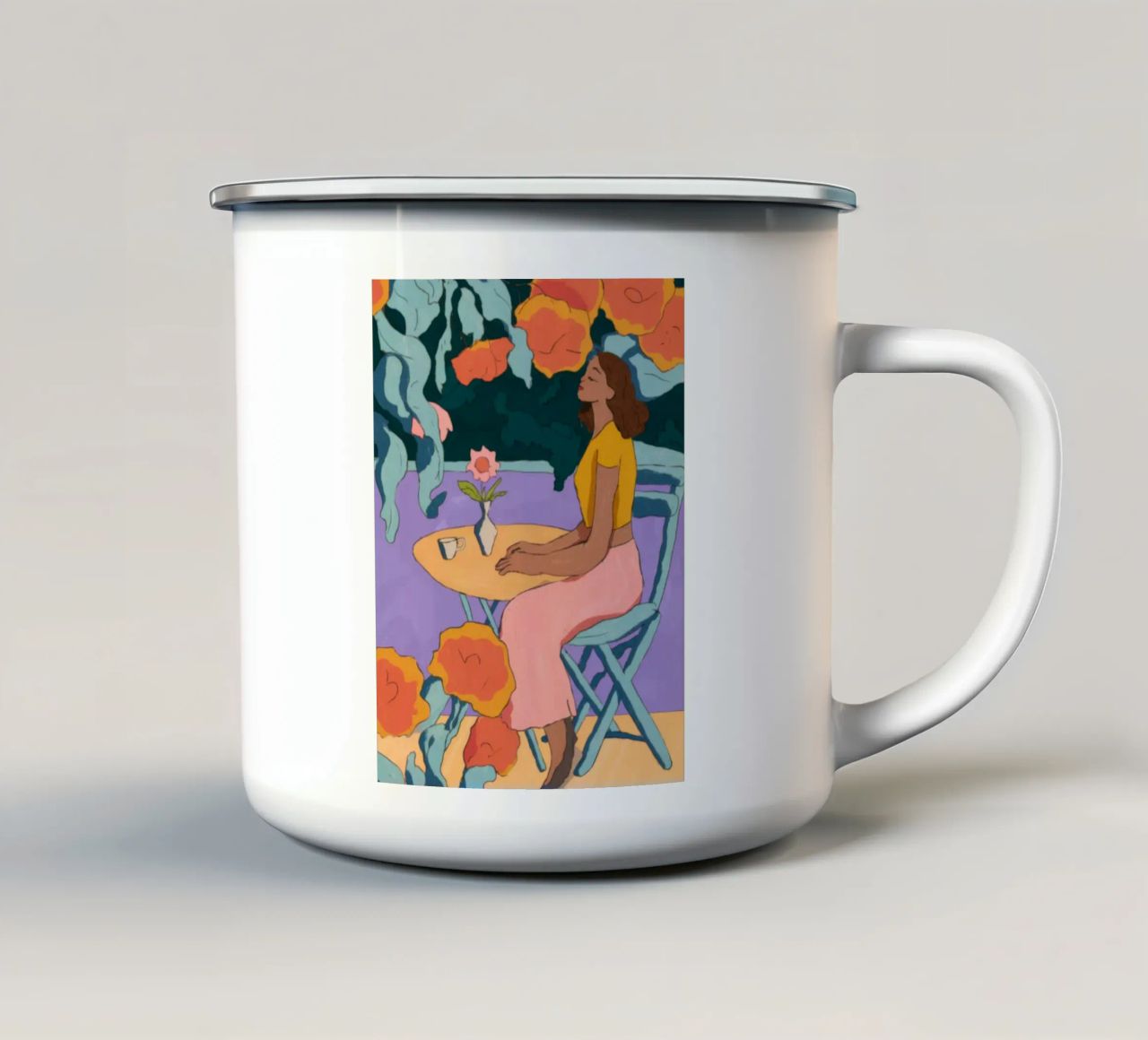 Momento floreale tazza in smalto da Artie Shifa