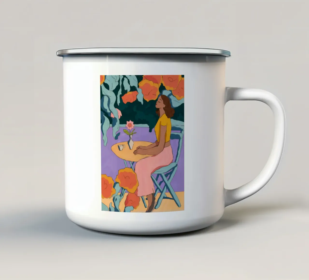 Momento floral taza de esmalte de Artie Shifa