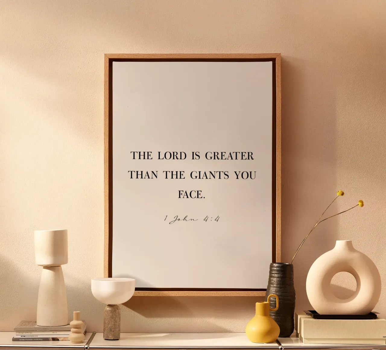 The Lord is greater than the giants you face quote canvas by Paigaam Studio