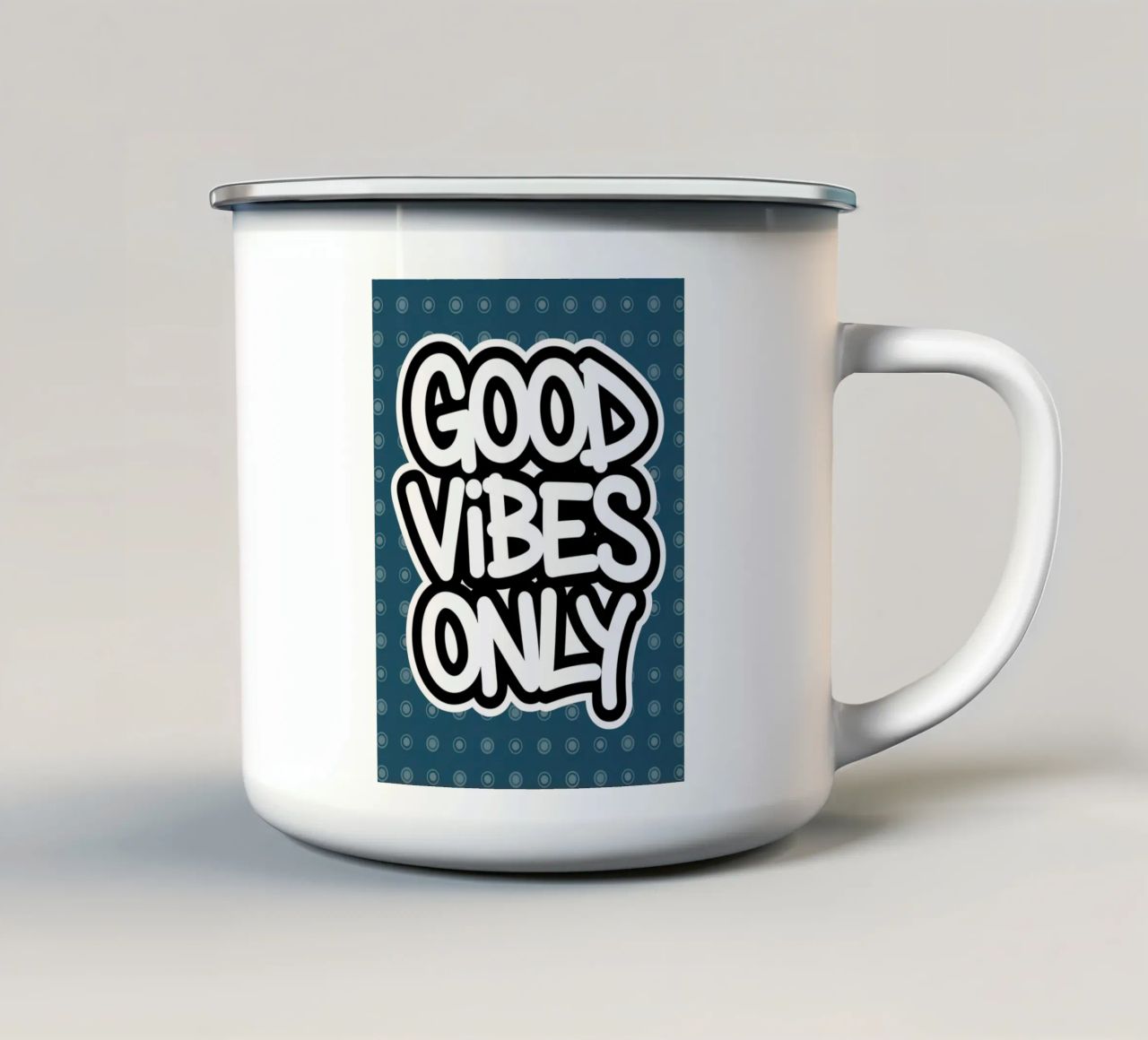 SOLO BUONE VIBRAZIONI tazza in smalto da logic