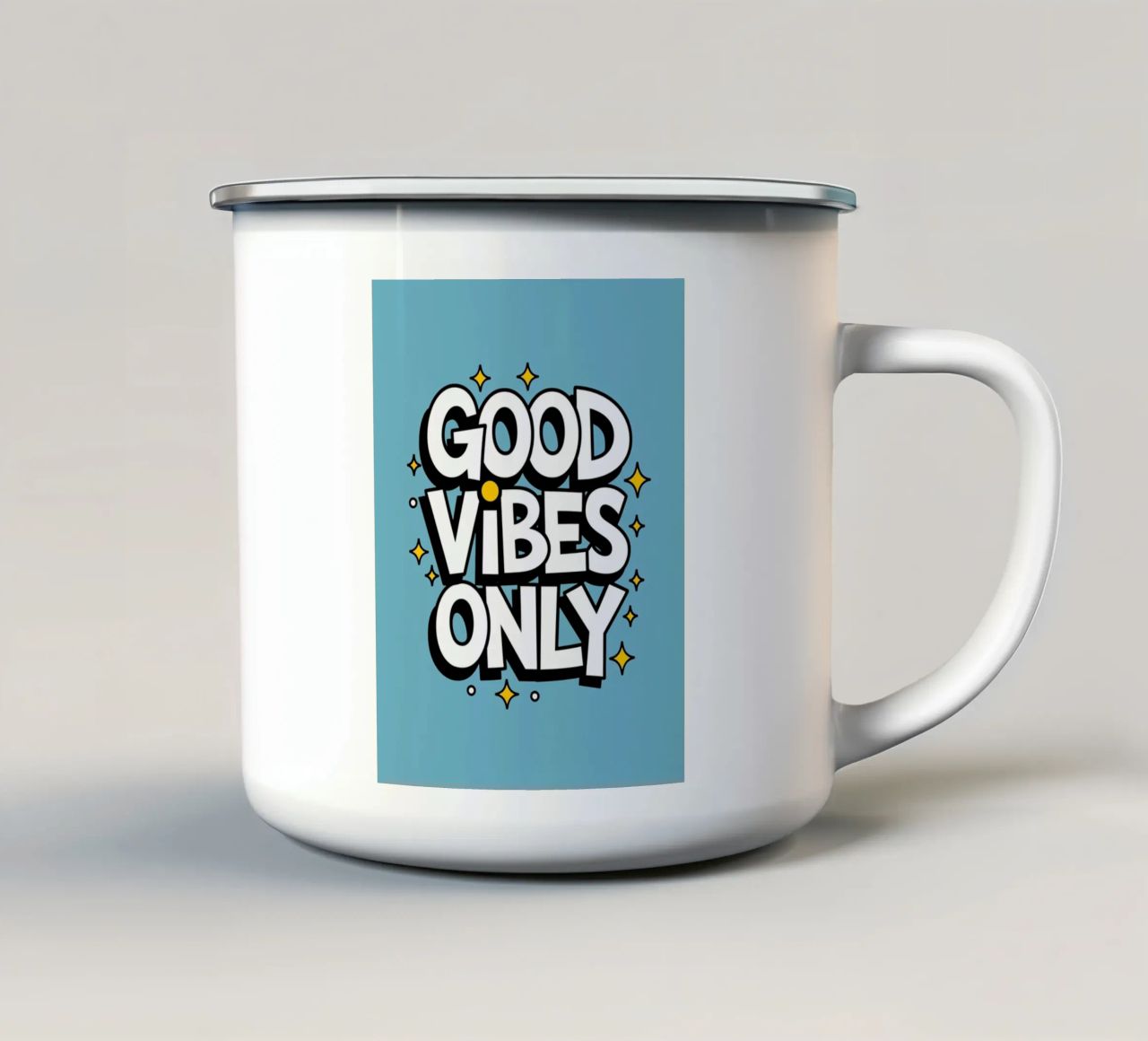 SOLO BUONE VIBRAZIONI tazza in smalto da logic