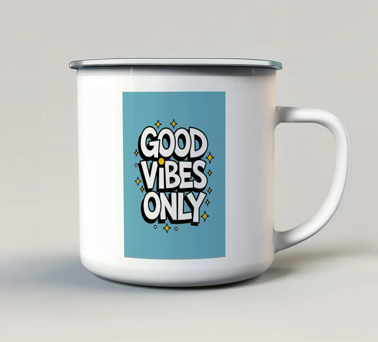SOLO BUONE VIBRAZIONI tazza in smalto da logic