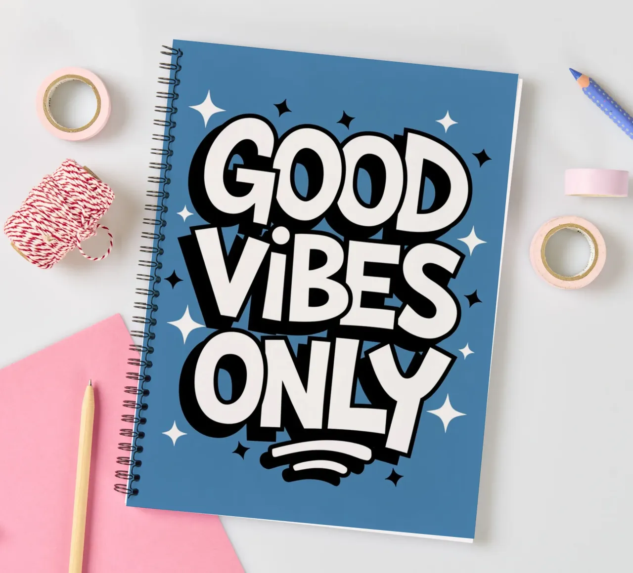 GOOD VIBES ONLY spiral notebook by logic