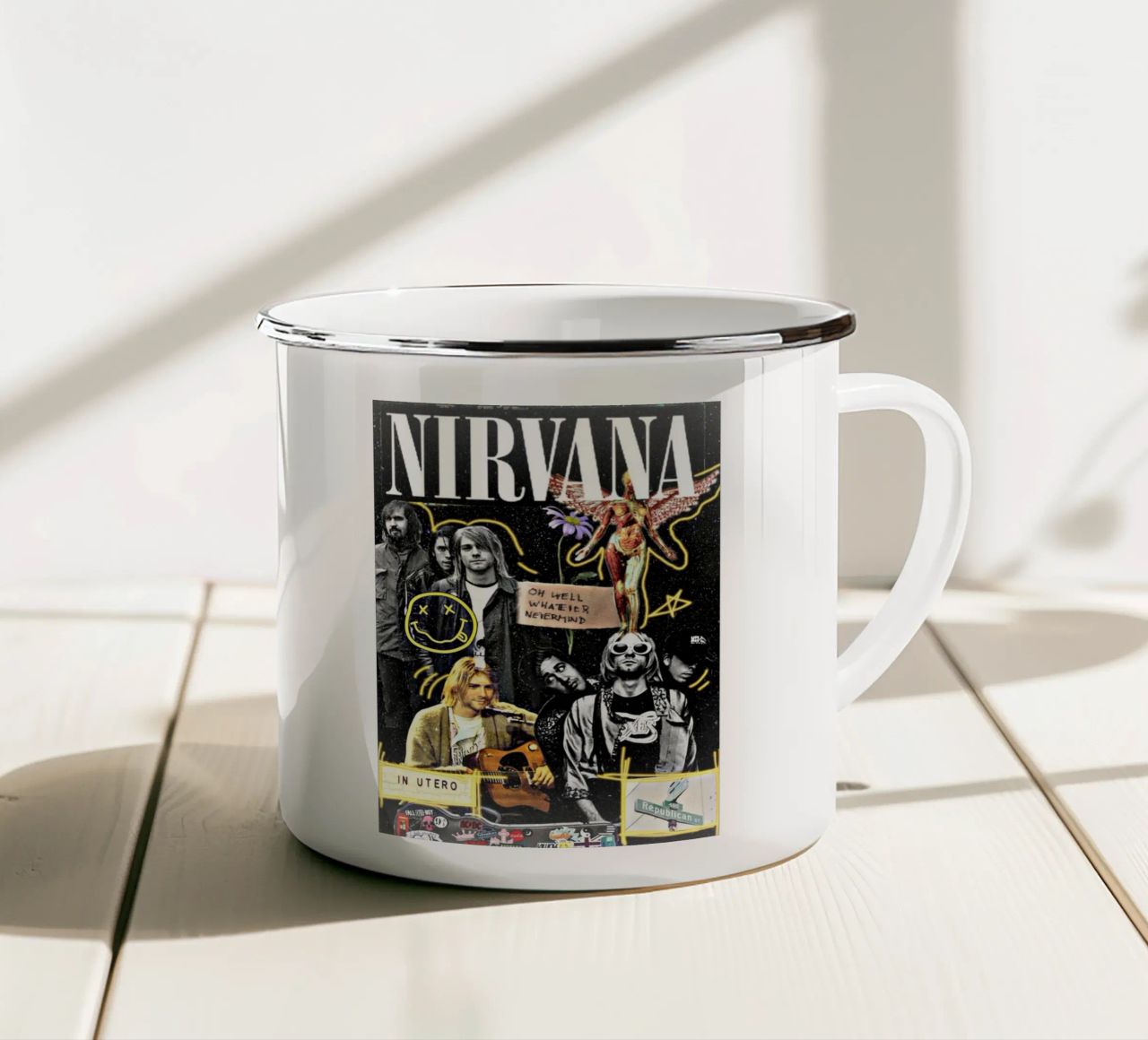 Hiasan Dinking Poster Kayu NIRVANA Wall Decor tazza in smalto da SoundStudio
