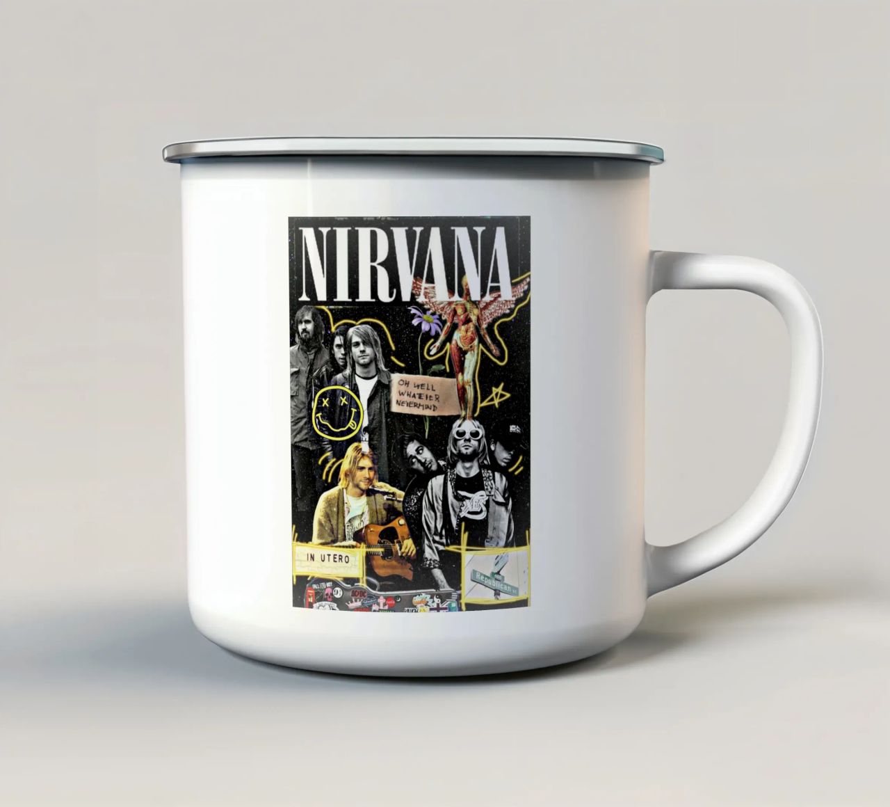 Hiasan Dinking Poster Kayu NIRVANA Wall Decor tazza in smalto da SoundStudio