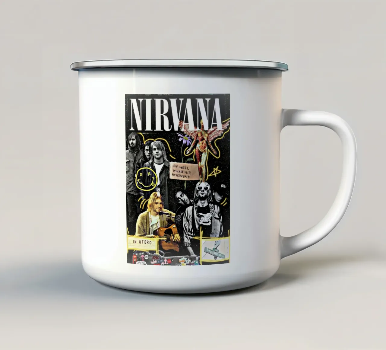 Hiasan Dinking Poster Kayu NIRVANA Wall Decor tazza in smalto da SoundStudio