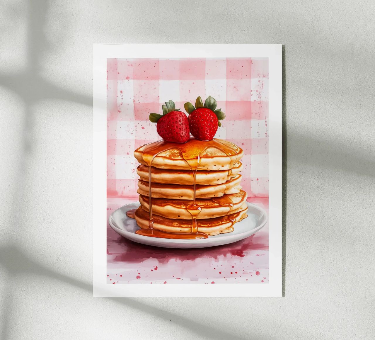 Pancake con sciroppo e fragole fresche plexiglass da Spice & Style