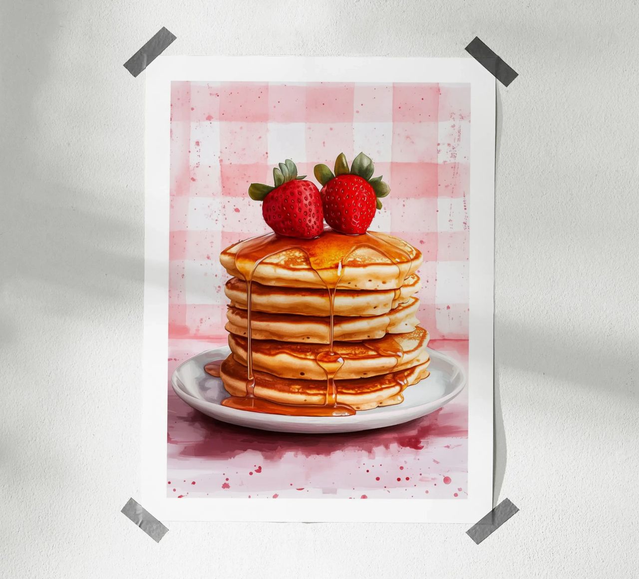 Pancake con sciroppo e fragole fresche poster da Spice & Style