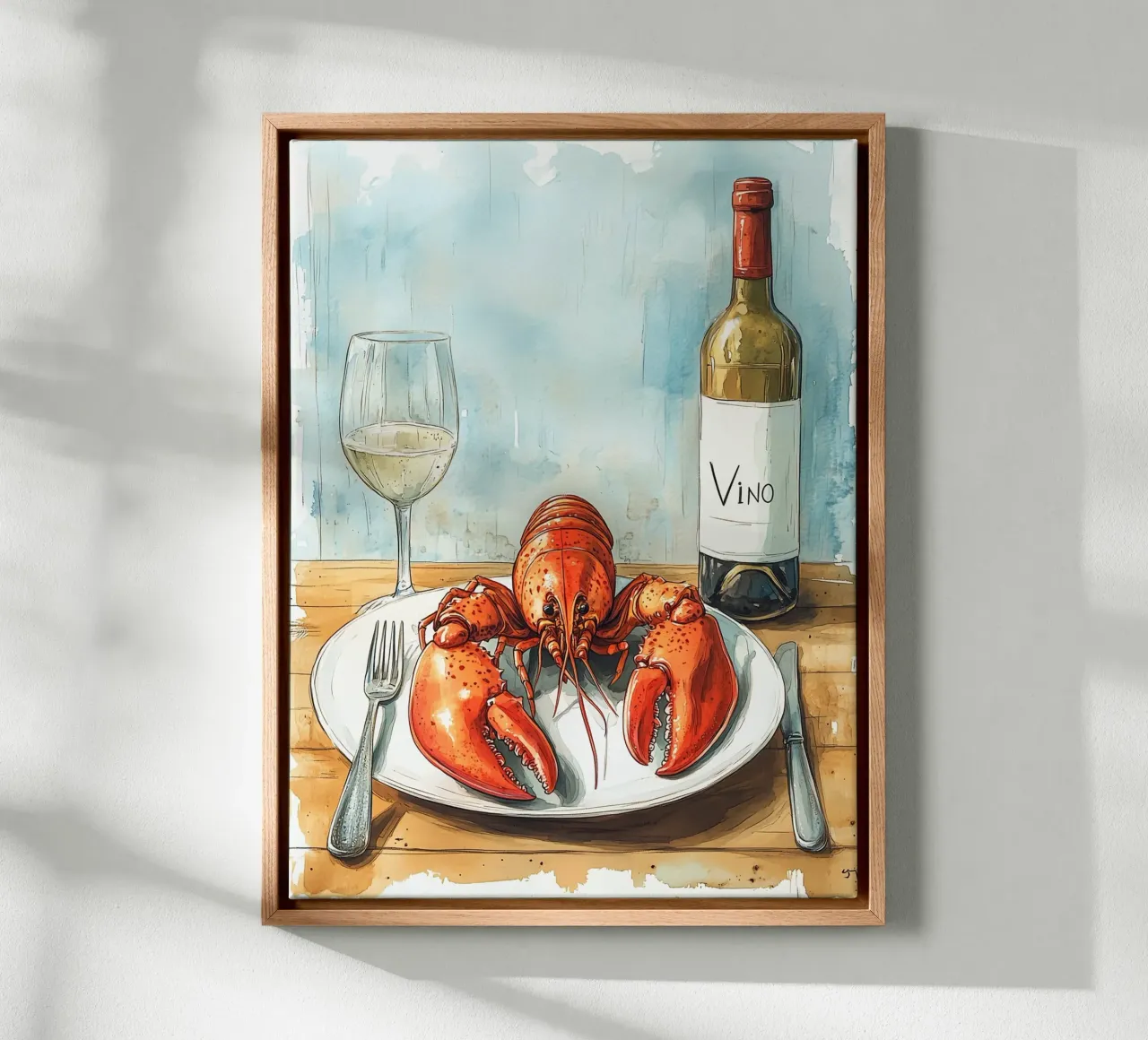 Aragosta e vino bianco tela con Cornice a cassetta da Spice & Style
