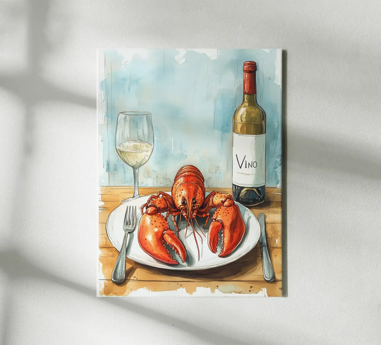 Aragosta e vino bianco tela con Cornice a cassetta da Spice & Style
