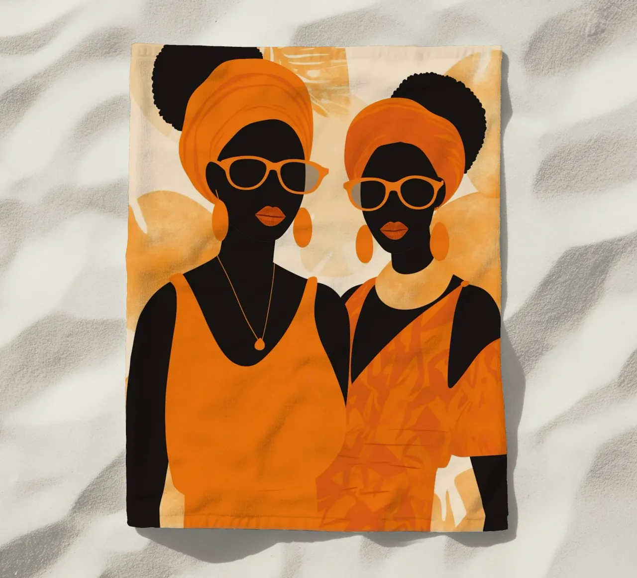 Ragazze di moda africane piccanti in arancione | Afrofuturismus telo mare da Autofocus