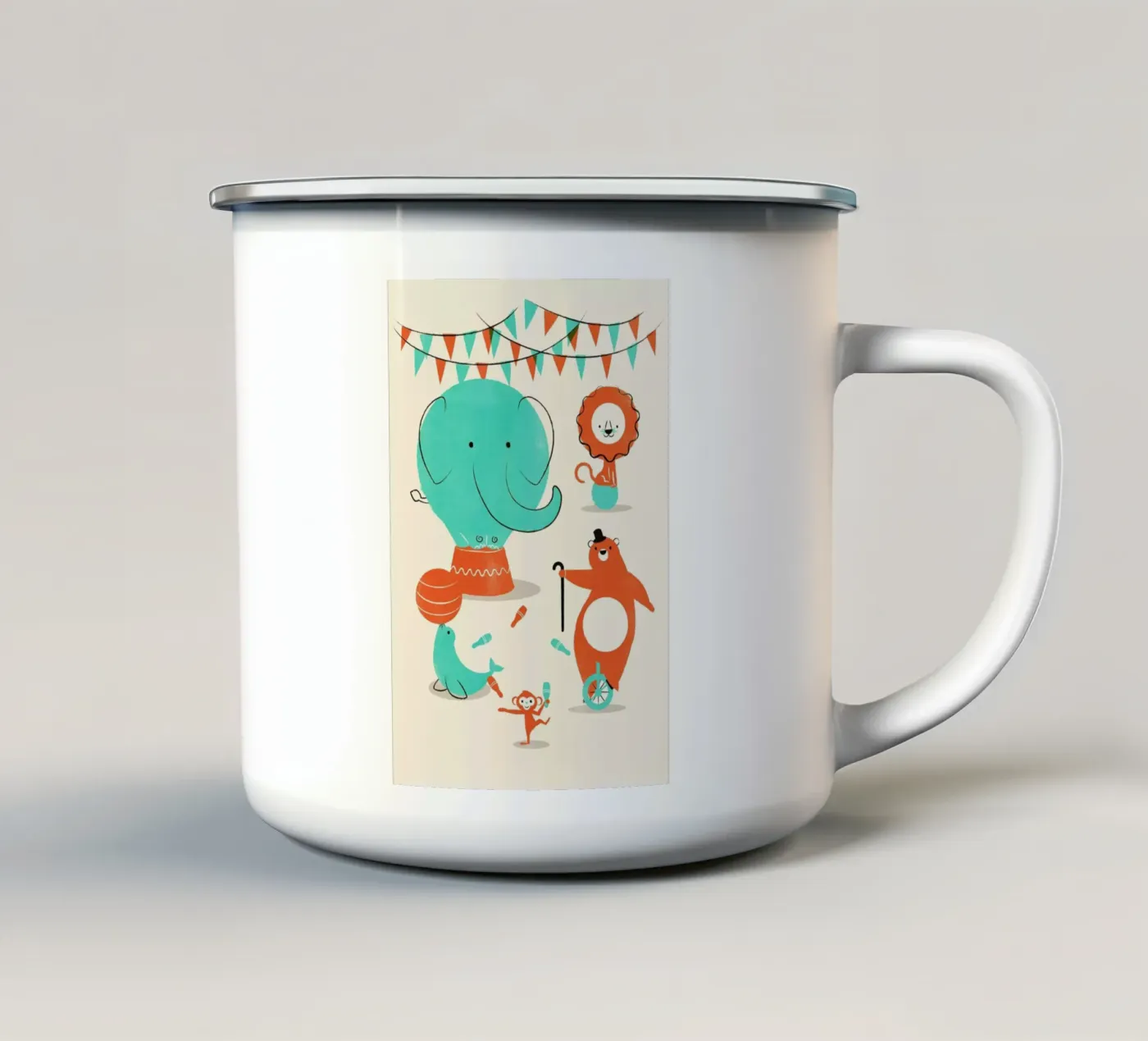 Circus enamel mug by Jay Fleck