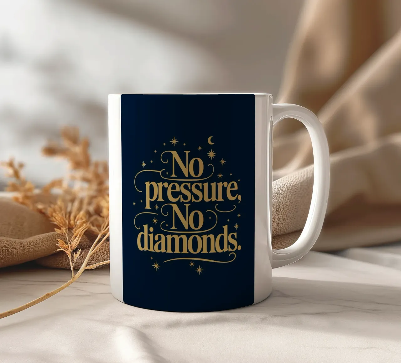Nessuna pressione, nessun diamante. tazza in ceramica da logic