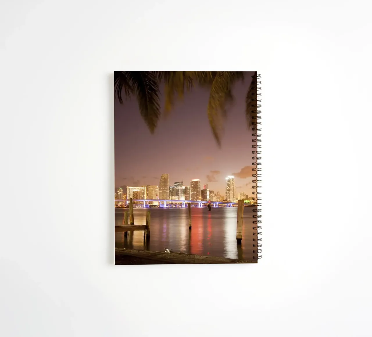 Miami Skyline bei Nacht spiral notebook by Reisefotografie - Bilder aus aller Welt