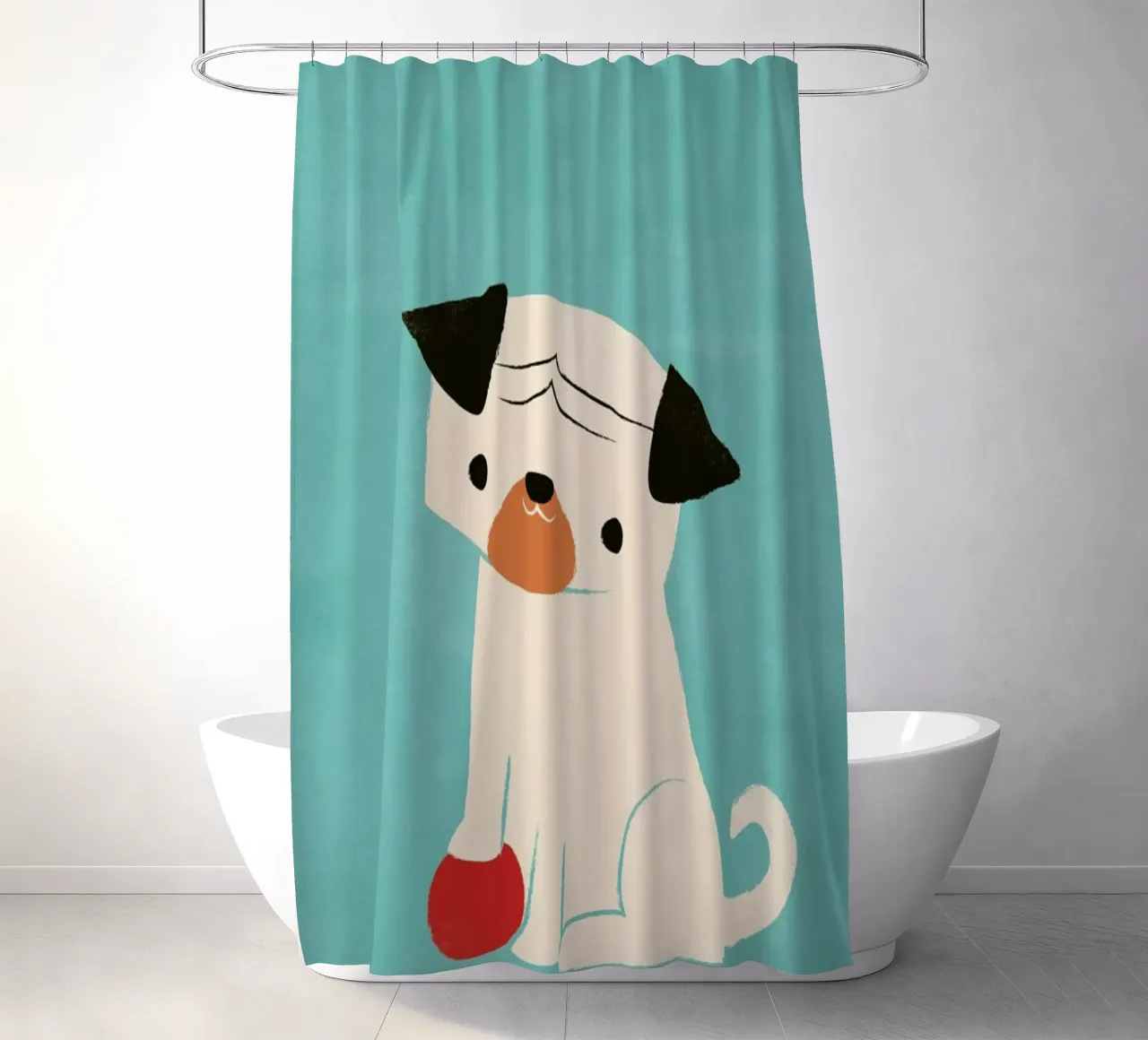 My Red Ball shower curtain by Jay Fleck