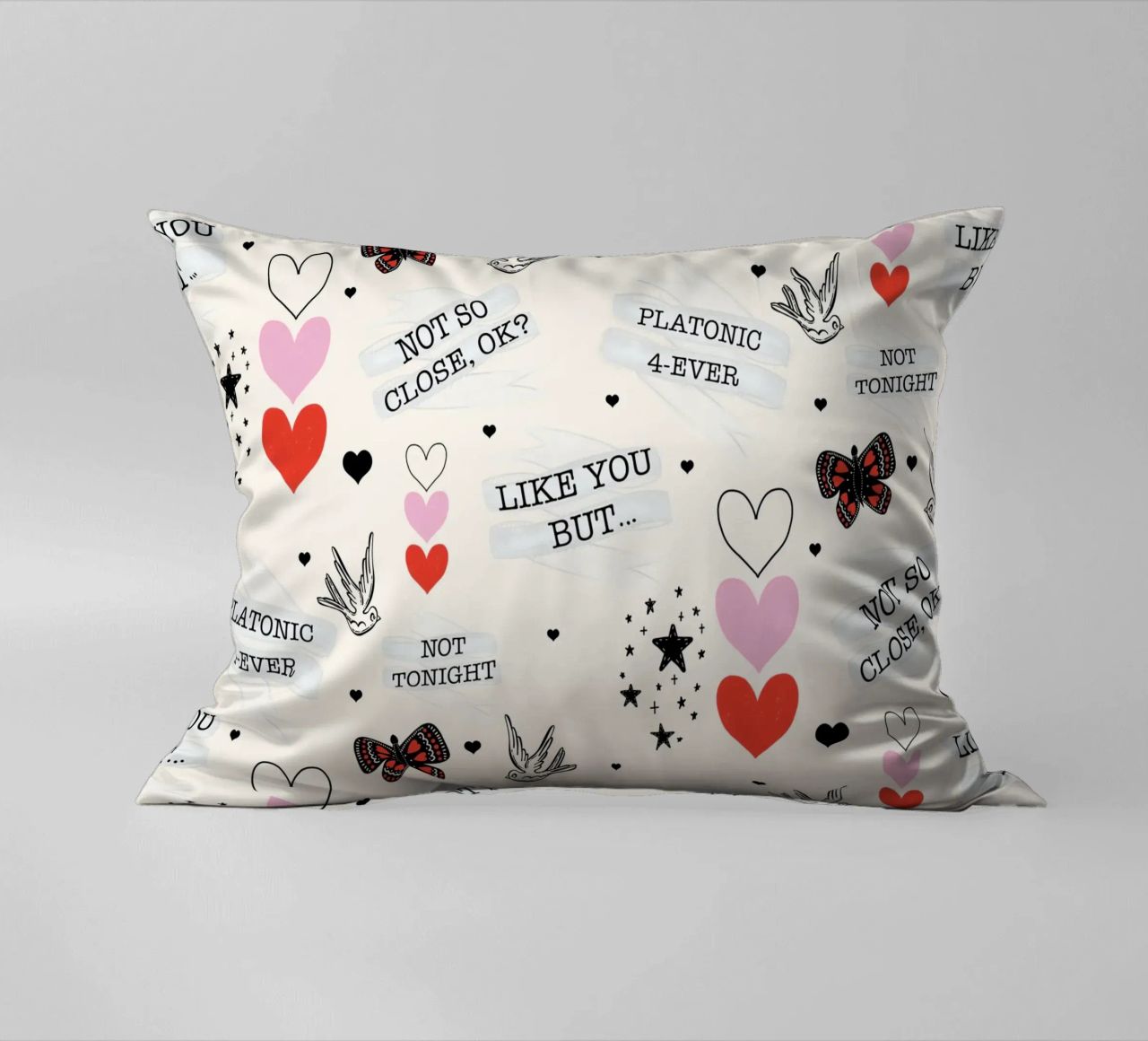 Mixed Signals - Quirky Valentine's Day Pattern decorative cushion by susanacosta